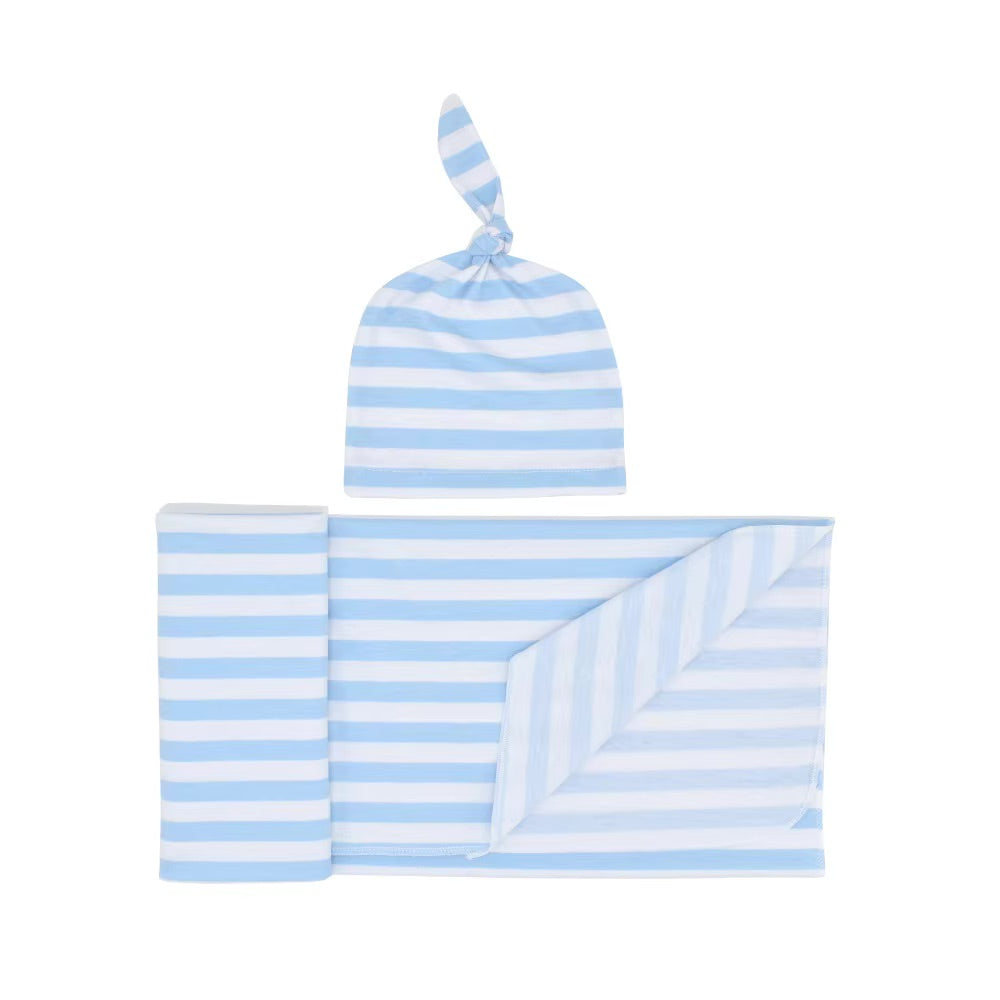 Long stripe swaddle with cap