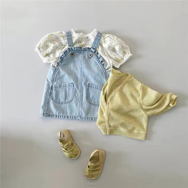 Jacquard short sleeve pullover set