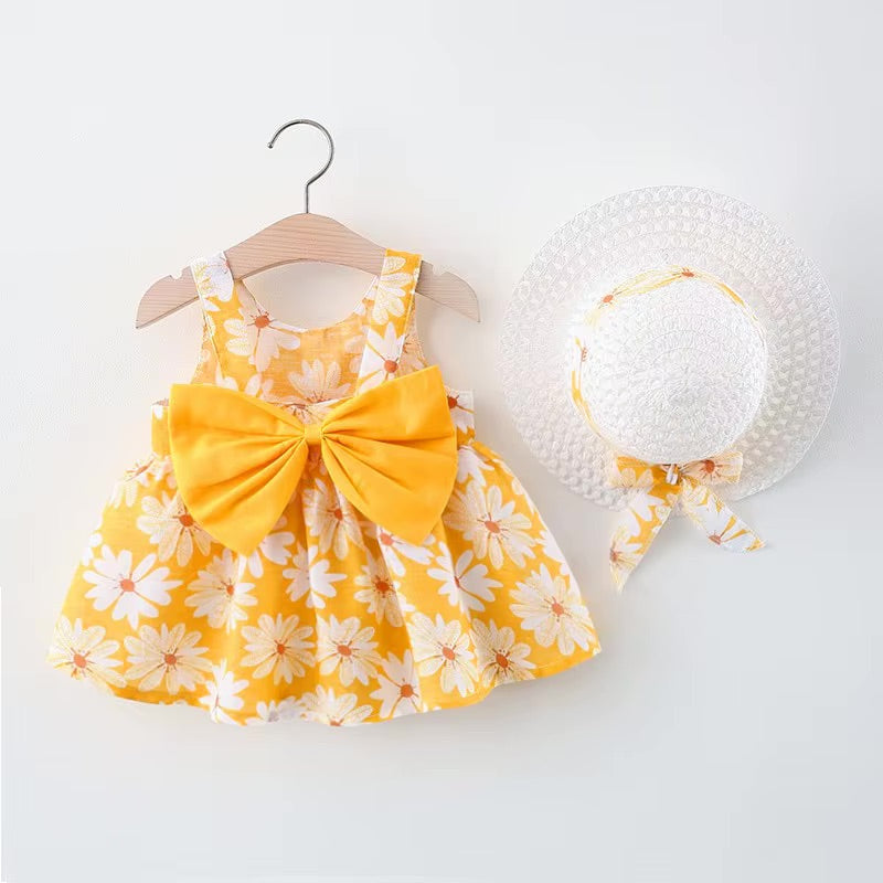 Sunny Daisy Baby Dress with Matching Hat🌼☀️