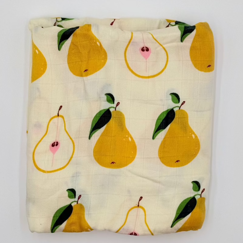Pear fruit muslin Swaddle Blanket