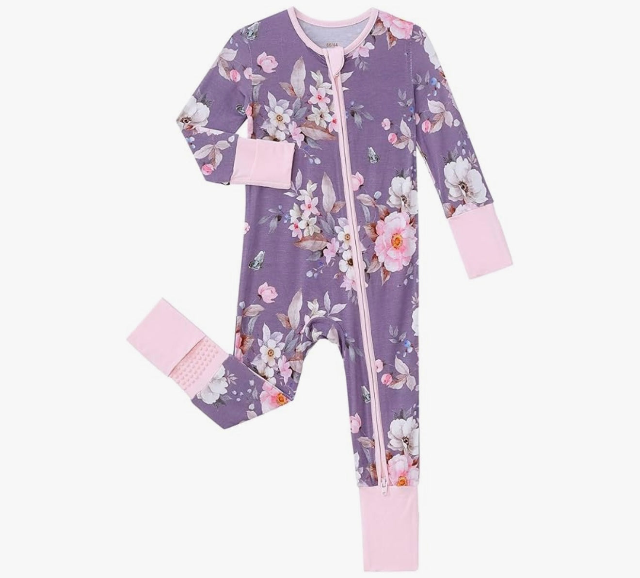 Baby 2- way zip Purple flolar Bamboo sleep & play Pajamas