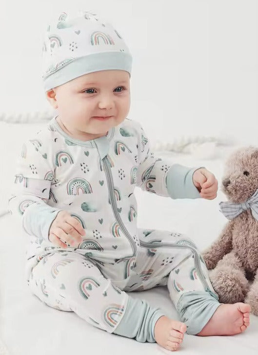 Baby 2- way zip Light blue  Bamboo  sleep & play Pajamas