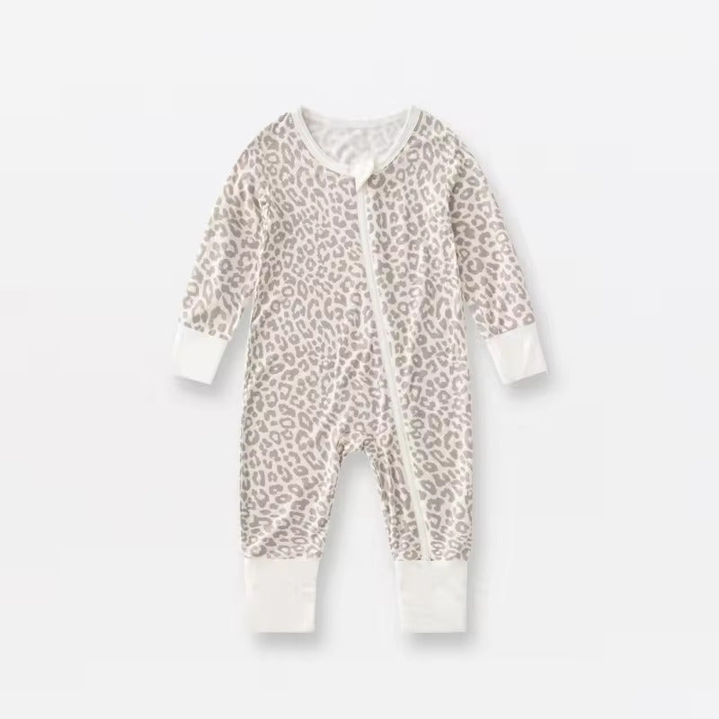 Baby 2-way zip leopard Print Bamboo sleep & play Pajamas
