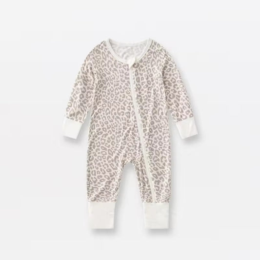 Baby 2-way zip leopard Print Bamboo sleep & play Pajamas